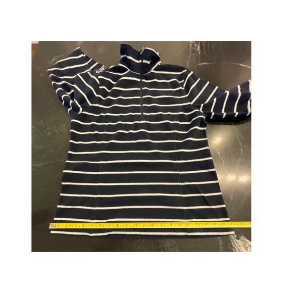 Land's End Navy/White 1/4 zip fleece pullover M/T 10-12 - Picture 8 of 8